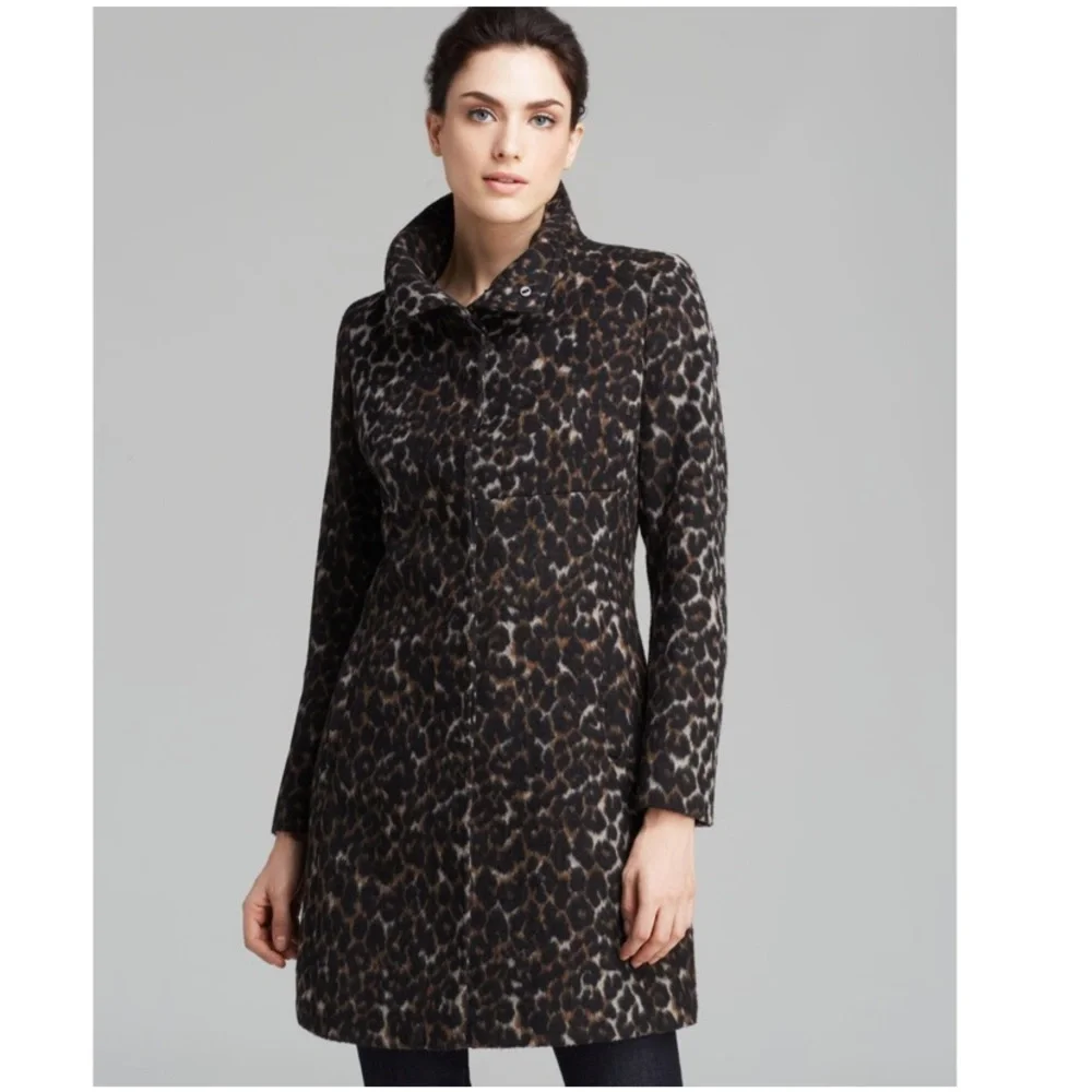 NWOT Via Spiga Leopard Print Coat size 12 - Picture 12 of 17